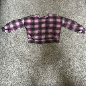 Youth XL plaid cropped sweatshirt